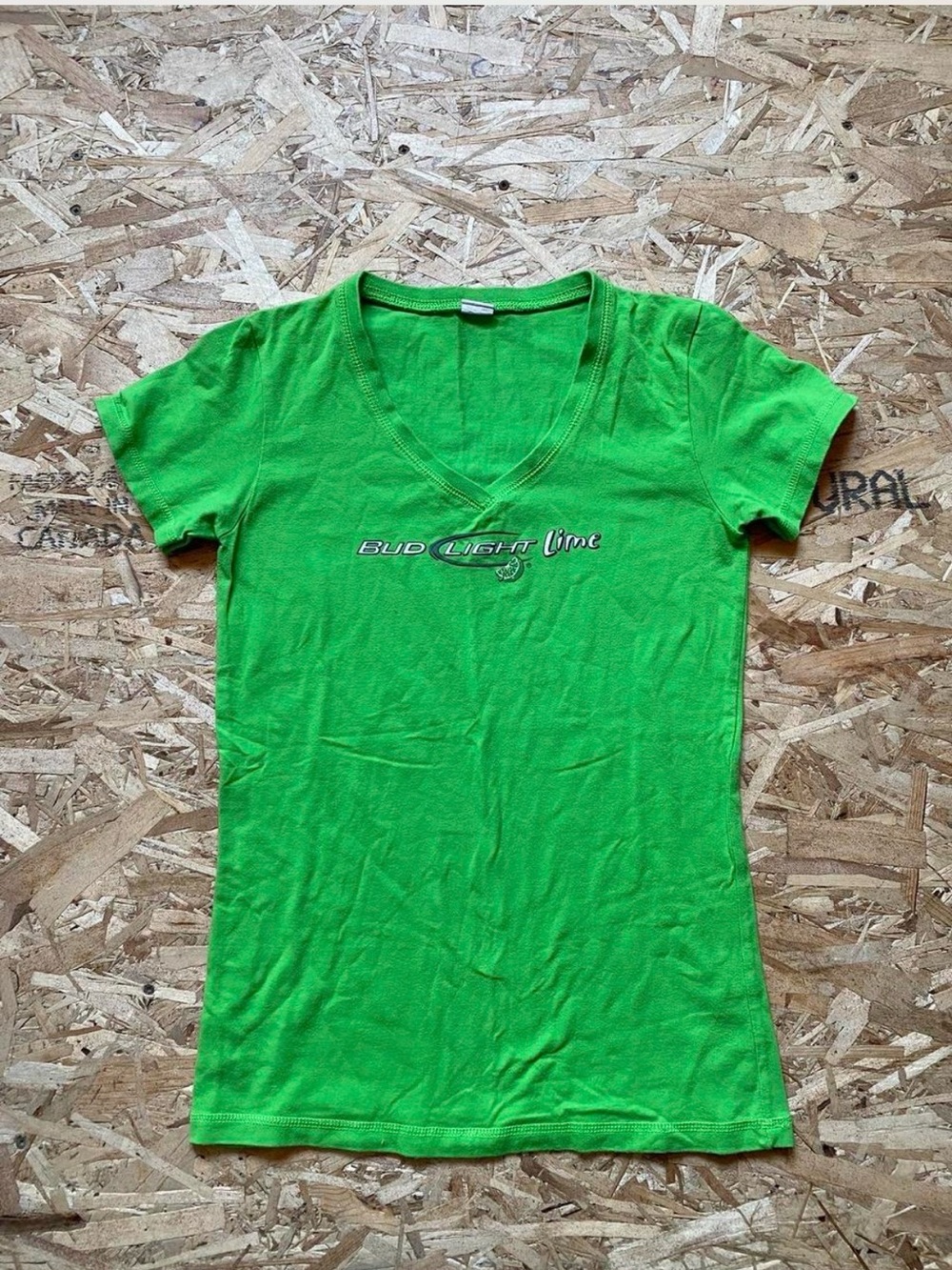 Bud Light Lime Women's V-Neck Tee in Bright Green